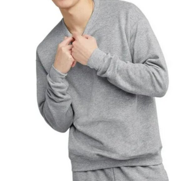 Hanes Unisex Heathered Gray Fleece Crewneck Pullover Sweatshirt - Picture 1 of 8